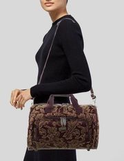 Pierre Cardin Vintage Purple and Gold Jacquard Brocade Weekend Travel Duffle Bag