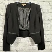 Philosophy Women’s Blazer Jacket Cropped Zipper Details Open Front Fully Lined S