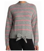 L // Wayf NWT Grey and Pink Stripe Sweater with Waist Tie