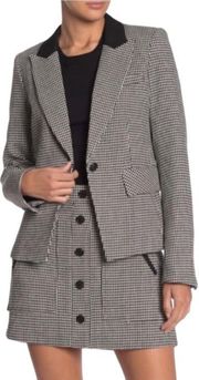 Veronica Beard Airlie Blazer Houndstooth Dickey Jacket Black White Womens 00