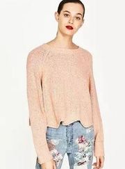 Zara scalloped hem boxy oversized sweater