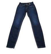 Silver Jeans Suki Curvy Fit Mid Rise Skinny Jeans Dark Wash Blue Size 25 x 29