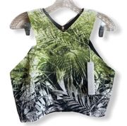 NWT Line & Dot Green Leaf Crop Top