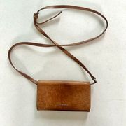 Karly Leather Crossbody Phone Wallet Brown