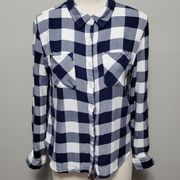 Hippie Laundry blue white buffalo check button down size large