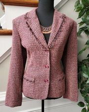 Norton McNaughton Women's Pink Acrylic Single Breasted Long Sleeve Blazer 12