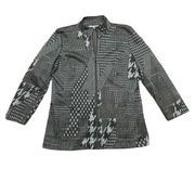 Elliott Lauren Women Black Zip Up Jacket Sz 6 Geometrical Houndstooth Patchwork