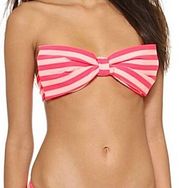 Geranium Striped Bow Bandeau Convertible Peony Scalloped Bikini