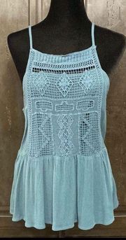 Mossimo sleeveless blue lace top - Size medium