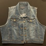 C'EST TOI Women's Jean Vest Size 2XL