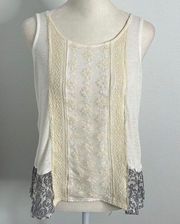 BKE boutique lace and sheer embellishments tank top.  Size Small.