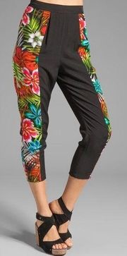 NWT Line & Dot Rainbow Tropical Silk Pants Cropped Size Small S NEW