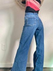 Flared Wide Leg Color block Jeans