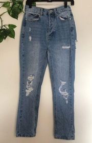 NEW  High Rise Straight Distressed Jeans