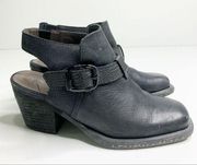 OTBT square toe black leather sling back booties