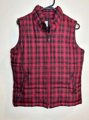 Charter Club Buffalo Plaid Puffer Vest Womens Medium Winter Holiday Red