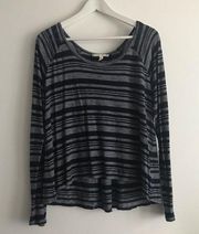 Soft Joie Striped Knit Top Crewneck Long Sleeves Hi Low‎ Navy Womens Size S