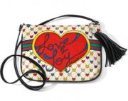 NWT Brighton Bag Holiday Love & Joy Crossbody Pouch Artsy Rainbow Hearts Purse