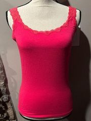 Ann Taylor Hot Pink Lace Detail Tank Top