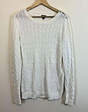 Talbots Sweater Womens Size L Lambswool Knit Button Round Neck Classic Stretch