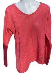 02 Dana Buchman Lightweight Coral A-Symmetrical, Open-Knit Womens Sweater -Large