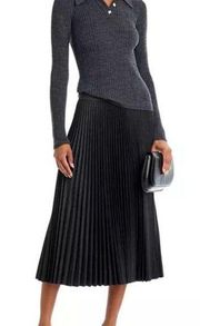 Theory Sunburst Pleated Wool Blend Pull On Midi Skirt