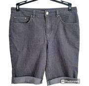 Jones New York Sport Stretch Size 12 Gray Jean Bermuda Shorts