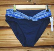 NWT Robin Piccone Blue Bandana High Waist Bikini Bottoms M