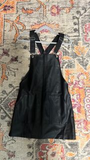 Black leather overall dress