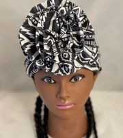 Pre tied head wrap turban, cancer hair wrap, African hair cap