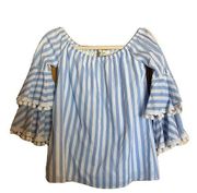 Vava By Joy Han Womens Size XS Multicolor Stripe Off The Shoulder Blouse Top