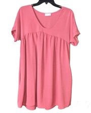 Pink Lily Connect To Your Heart Pocket Dress Pink Coral Small