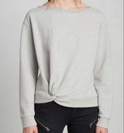 All Saints Paloma Gray Knot Twist Front Crewneck Sweatshirt Twisted Hem