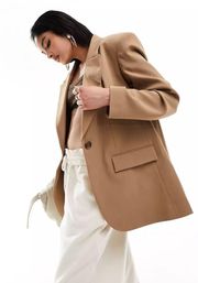 ASOS DESIGN clean tailored blazer in taupe