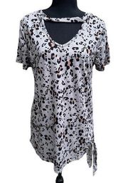 Pulse Into The Wild Leopard Tie Top- Slate Grey