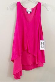 Madison & Berkeley Asymmetrical Sleeveless Layered Pink Top