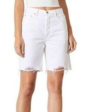 GRLFRND SAMPLE Marjan Distressed Bermuda Denim Jean Shorts