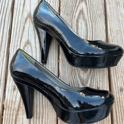 me too cage 2 size 10 heels | black pumps | shiny black heels