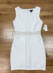 New Bisou Bisou Off White Sleeveless Sheath Dress Womens Size 10 Wedding Crochet