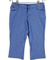 Tommy Hilfiger Capris Womens Size 1 Blue White Plaid Pants Pocketed Casual Zip