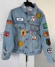 NEW RE/DONE ORIGINALS PATCH REWORKED DENIM JACKET SZ SMALL