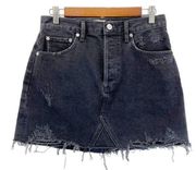 Agolde Quinn Womens 27 High Rise Denim Mini Skirt Distressed Black Bikercore