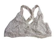 No Boundaries White Floral Lace Cross Back Wide Strap Bralette Size XL