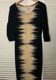 Bar III Faded black cream design secretary dress