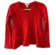 Peck & Peck Red Pure Cashmere V Neck Pullover Sweater