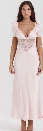 House of CB 'Rafaela' Soft Peach Pure Silk & Lace Dress NWOT size XL