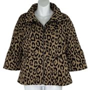 Carlise Leopard Print Zip Front Jacket with Pockets Size 2 Wool Angora Mob Wife