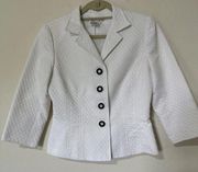 Maggy London White Blazer Jacket 3/4 Sleeves Cotton blend  Size 6