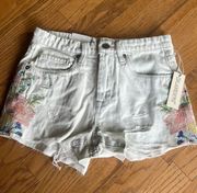 Embroidered Jean Shorts