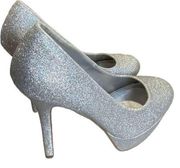 Silver sparkle glitter BRASH  ultra high platform heels CLUB PARTY size 9.5